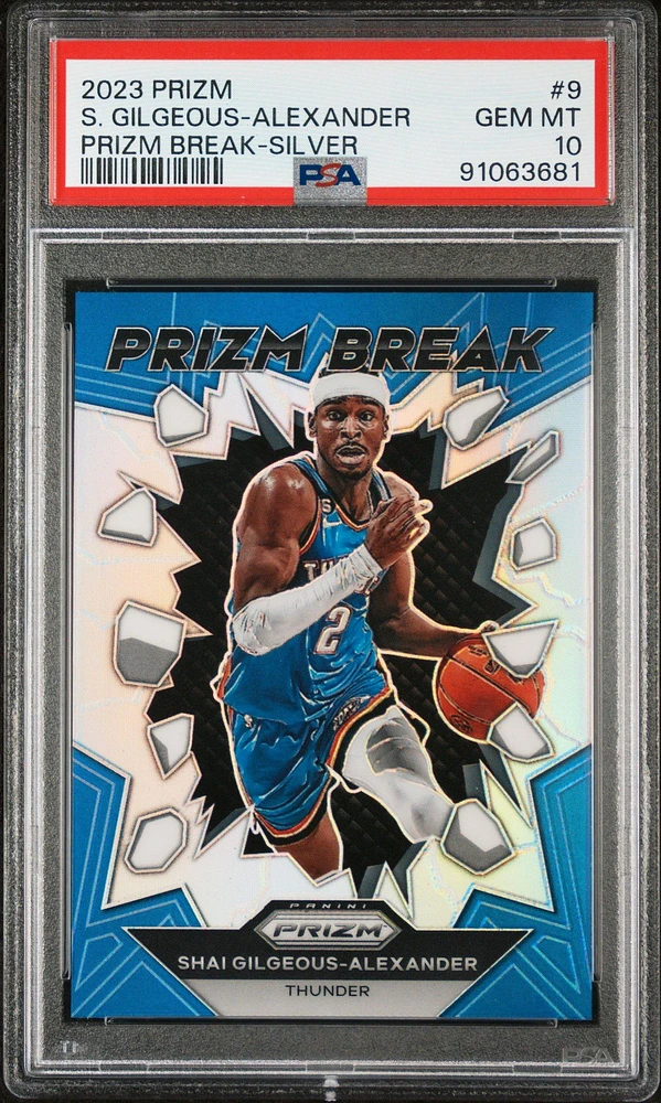 2023 Panini Prizm Prizm Break 9 Shai Gilgeous-alexander Silver Prizm PSA 10
