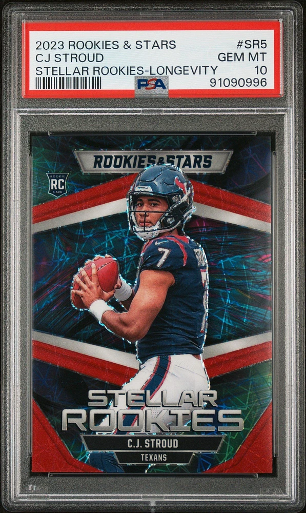 2023 Panini Rookies & Stars Stellar Rookies Sr5 Cj Stroud Longevity PSA 10