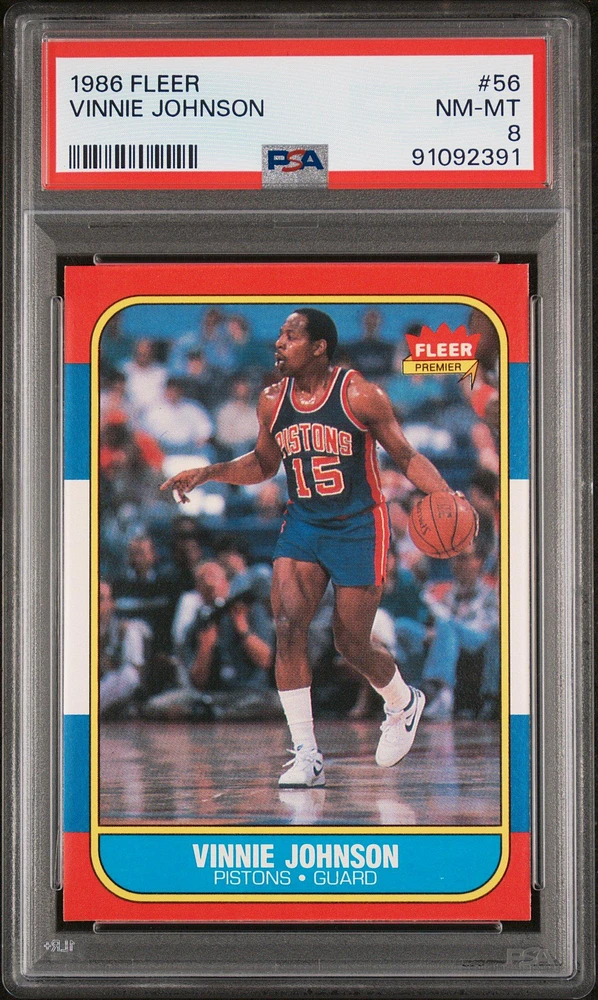 1986 Fleer 56 Vinnie Johnson PSA 8