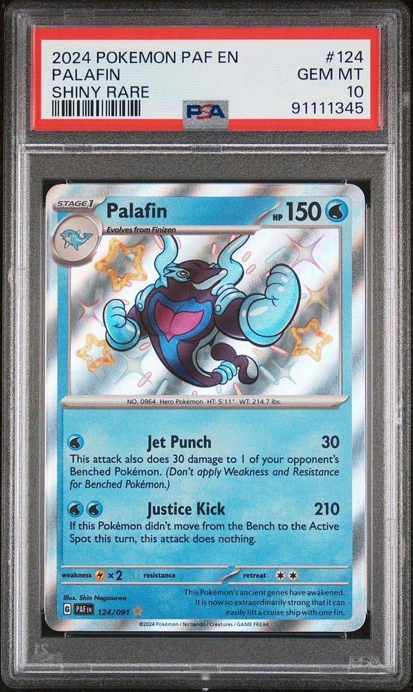 2024 Pokemon Paf En-paldean Fates 124 Palafin Shiny Rare PSA 10