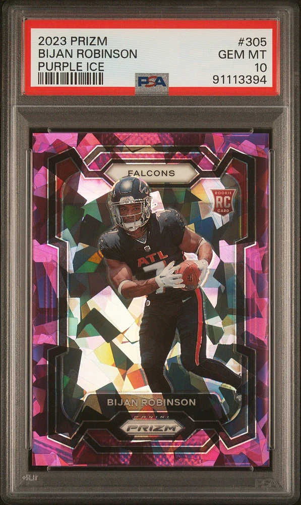 2023 Panini Prizm 305 Bijan Robinson Purple Ice PSA 10