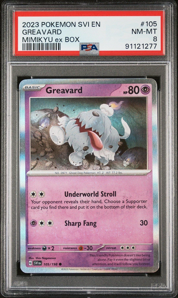 2023 Pokemon Svi En-scarlet & Violet 105 Greavard Mimikyu Ex Box PSA 8