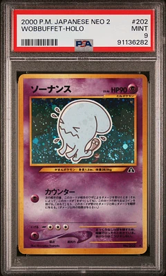 2000 Pokemon Japanese Neo 2 202 Wobbuffet-holo PSA 9