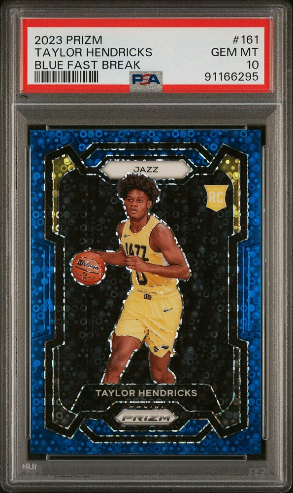 2023 Panini Prizm 161 Taylor Hendricks Blue Fast Break PSA 10