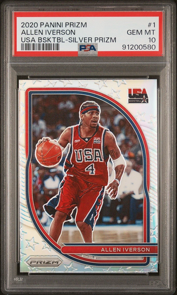 2020 Panini Prizm Usa Basketball 1 Allen Iverson Silver Prizm PSA 10