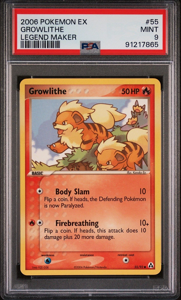 2006 Pokemon Ex Legend Maker 55 Growlithe PSA 9