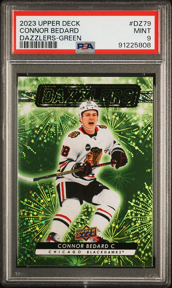 2023 Upper Deck Dazzlers Dz79 Connor Bedard Green PSA 9