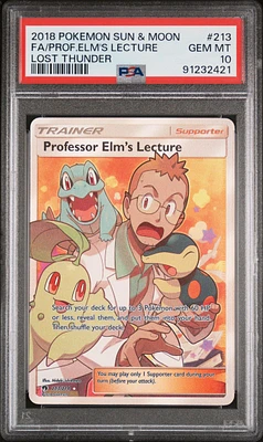 2018 Pokemon Sun & Moon Lost Thunder 213 Fa/prof.elm's Lecture PSA 10