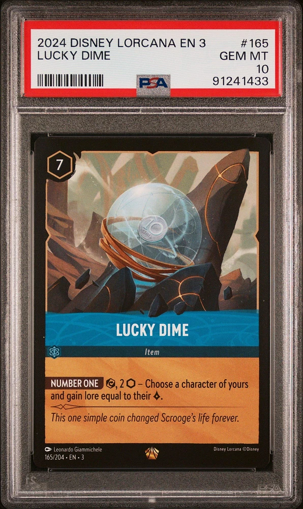 2024 Disney Lorcana En 3-into The Inklands 165 Lucky Dime PSA 10