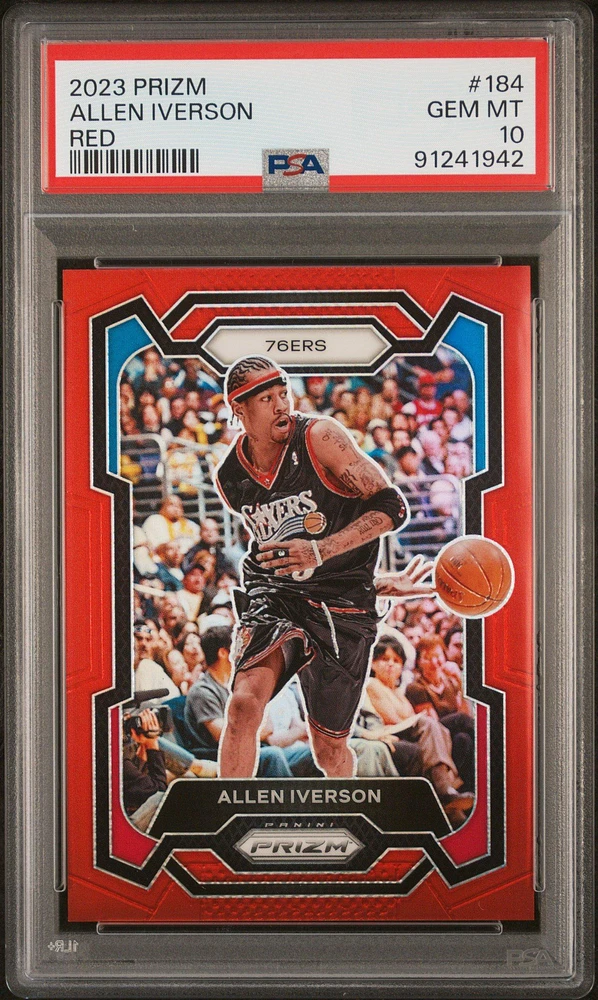 2023 Panini Prizm 184 Allen Iverson Red Prizm PSA 10