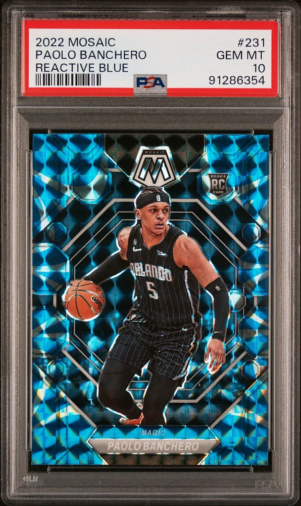 2022 Panini Mosaic 231 Paolo Banchero Reactive Blue PSA 10