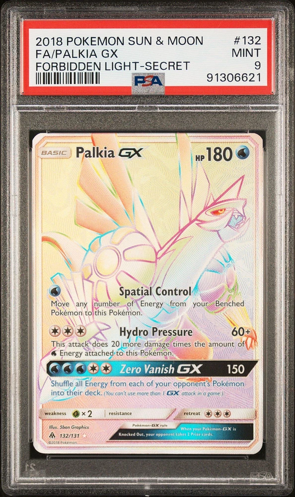 2018 Pokemon Sun & Moon Forbidden Light 132 Full Art/palkia Gx Secret PSA 9