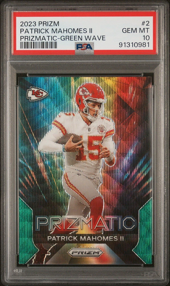 2023 Panini Prizm Prizmatic 2 Patrick Mahomes Ii Green Wave PSA 10