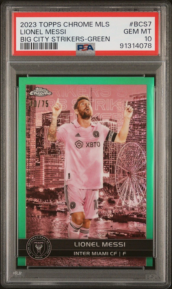 2023 Topps Chrome Mls Big City Strikers Bcs7 Lionel Messi Green Refractor PSA 10