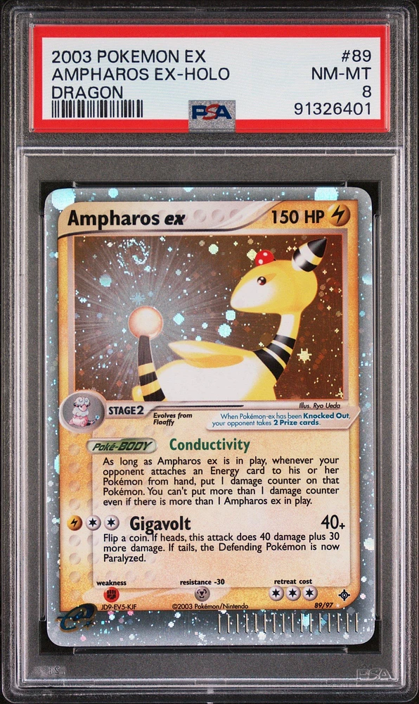 2003 Pokemon Ex Dragon 89 Ampharos Ex-holo PSA 8