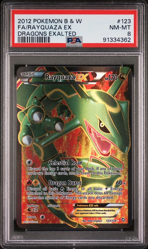 2012 Pokemon Black & White Dragons Exalted 123 Fa/rayquaza Ex PSA 8