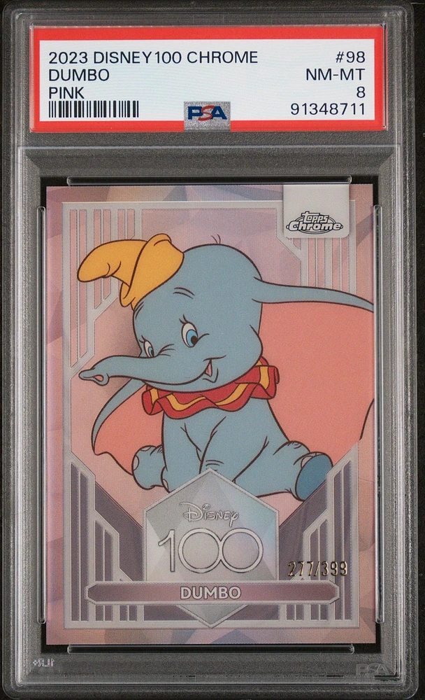 2023 Topps Chrome Disney100 98 Dumbo Pink PSA 8