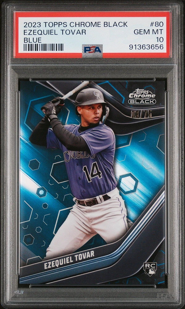 2023 Topps Chrome Black 80 Ezequiel Tovar Blue Refractor PSA 10