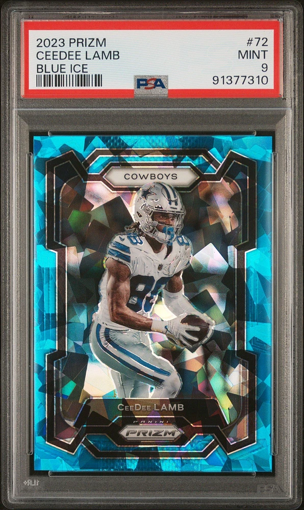 2023 Panini Prizm 72 Ceedee Lamb Blue Ice PSA 9