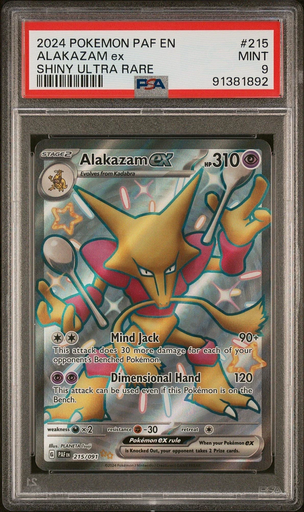 2024 Pokemon Paf En-paldean Fates 215 Alakazam Ex PSA 9