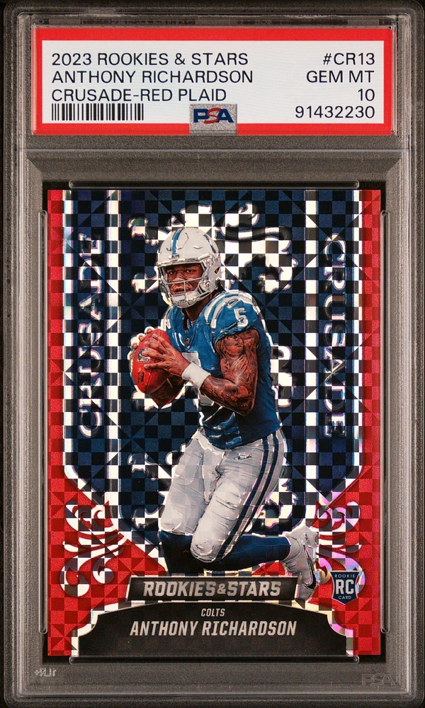2023 Panini Rookies & Stars Crusade Cr13 Anthony Richardson Red Plaid PSA 10