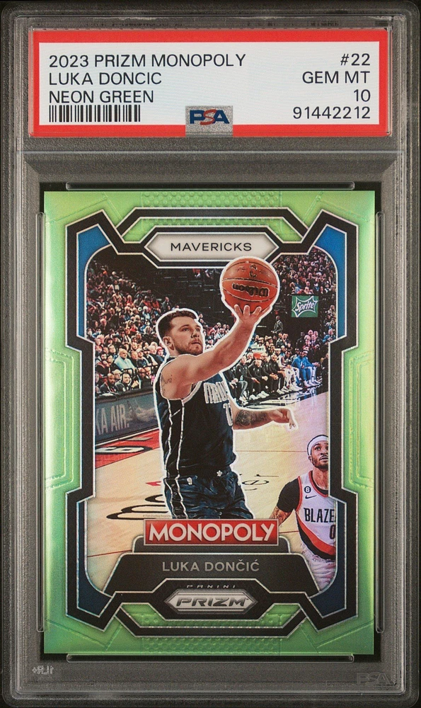 2023 Panini Prizm Monopoly 22 Luka Doncic Neon Green PSA 10