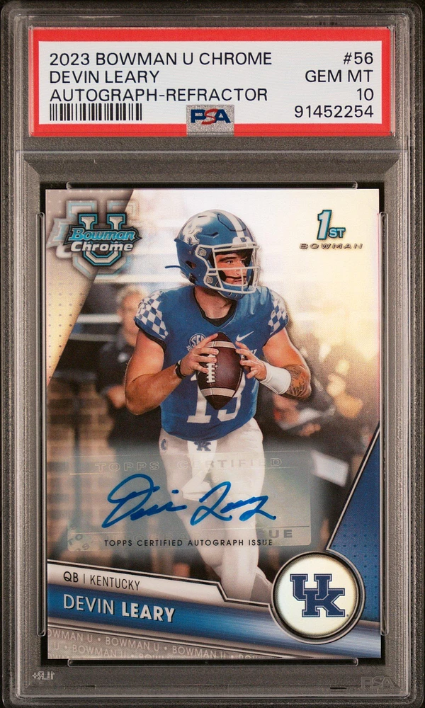2023 Bowman University Chrome 56 Devin Leary Autograph-refractor PSA 10