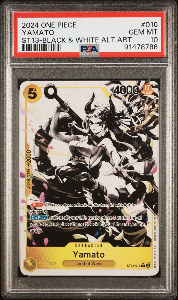 2024 One Piece Ultra Deck-the Three Brothers 016 Yamato Black & White Alternate Art PSA 10