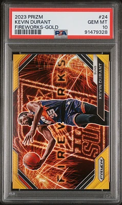 2023 Panini Prizm Fireworks 24 Kevin Durant Gold Prizm PSA 10