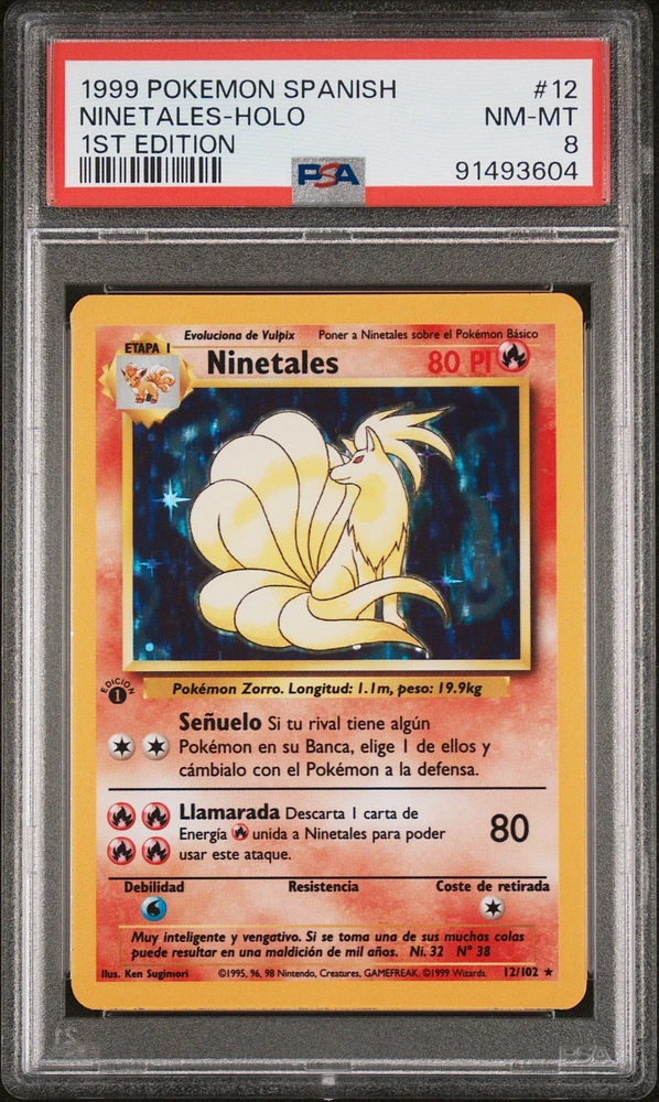 1999 Pokemon Spanish 12 Ninetales-holo 1st Edition PSA 8