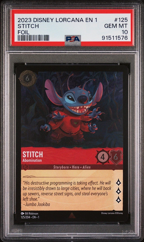 2023 Disney Lorcana En 1-the First Chapter 125 Stitch - Abomination Foil PSA 10