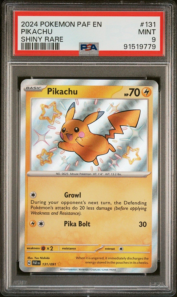 2024 Pokemon Paf En-paldean Fates 131 Pikachu PSA 9