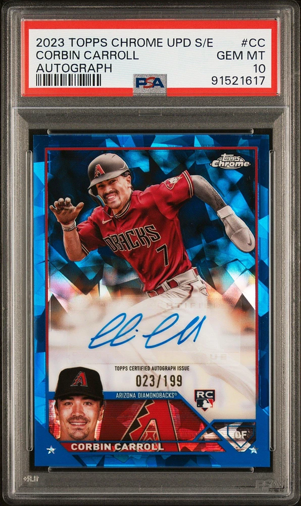 2023 Topps Chrome Update Sapphire Edition Autograph Cc Corbin Carroll PSA 10