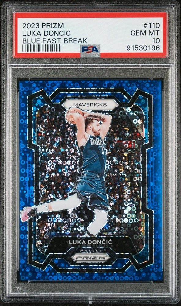2023 Panini Prizm 110 Luka Doncic Blue Fast Break PSA 10