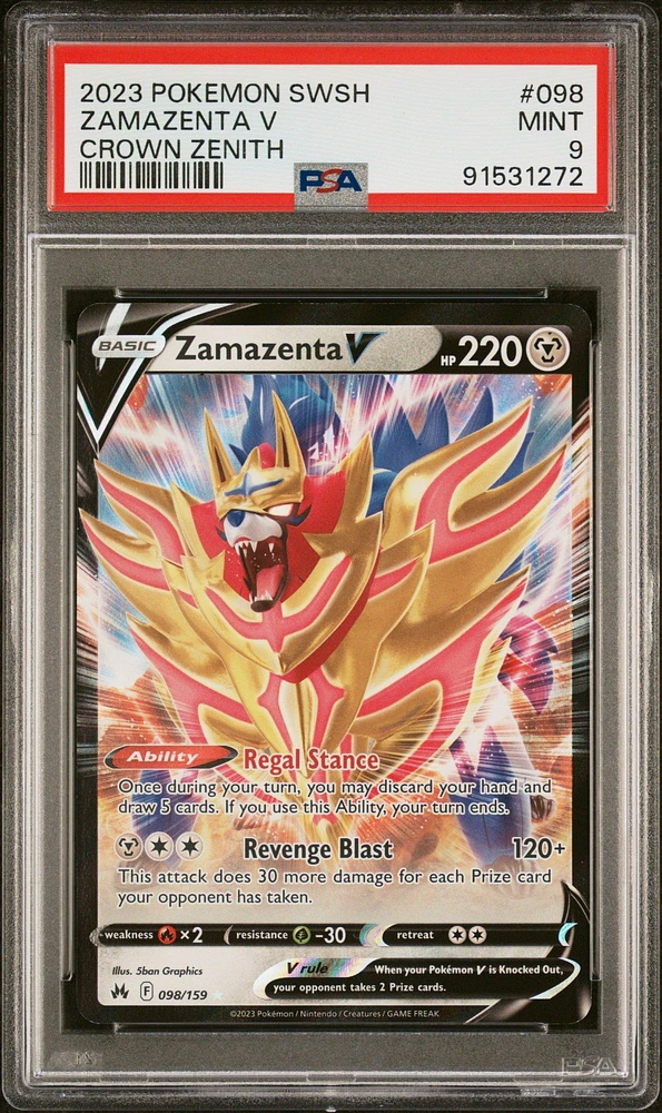 2023 Pokemon Sword And Shield Crown Zenith 098 Zamazenta V PSA