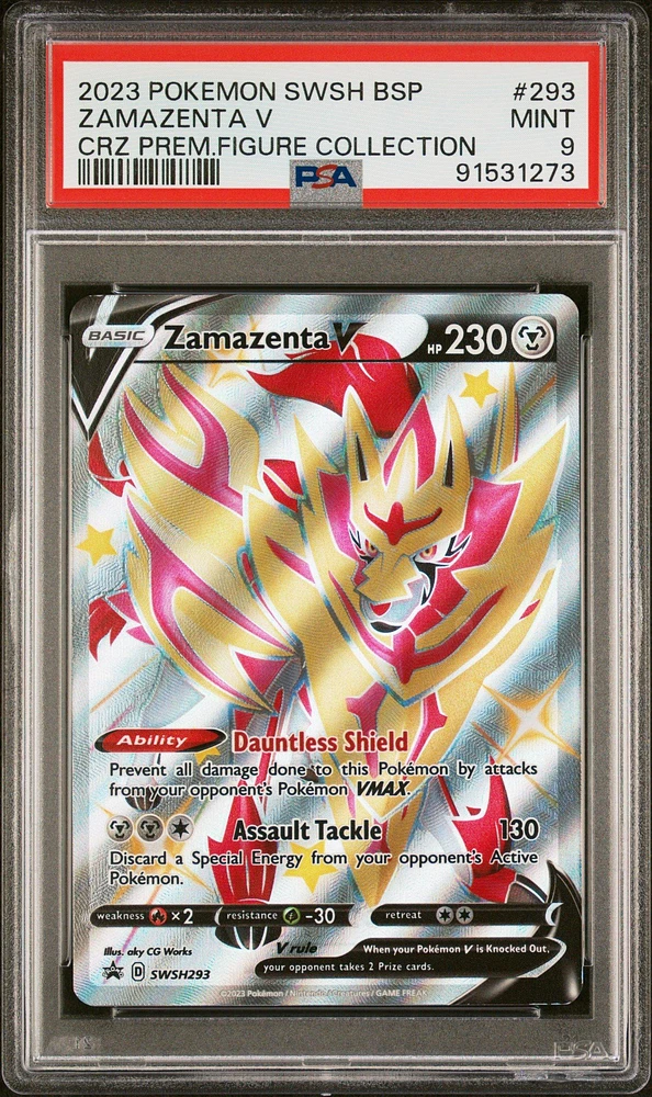 2023 Pokemon Swsh Black Star Promo 293 Zamazenta V Crown Zenith Premium Figure Collection PSA 9
