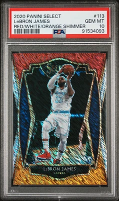 2020 Panini Select 113 Lebron James Red/white/orange Shimmer PSA 10
