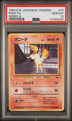 1998 Pokemon Japanese Vending 77 Ponyta Series Iii PSA 10