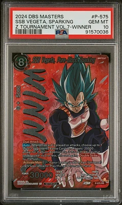 2024 Dragon Ball Super Card Game Masters Zenkai Tournament Pack Vol.7 P-575 Ssb Vegeta, Pure-blood Sparking Winner PSA 10