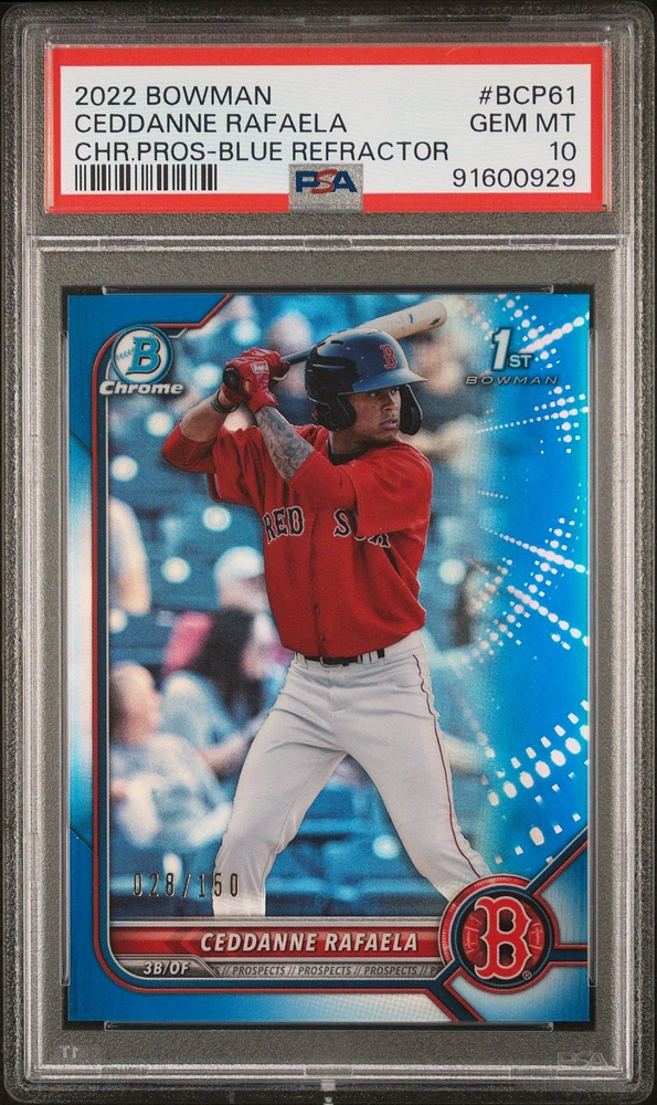2022 Bowman Chrome Prospects Bcp61 Ceddanne Rafaela Blue Refractor PSA 10