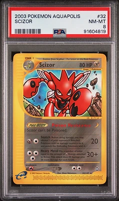 2003 Pokemon Aquapolis 32 Scizor PSA 8