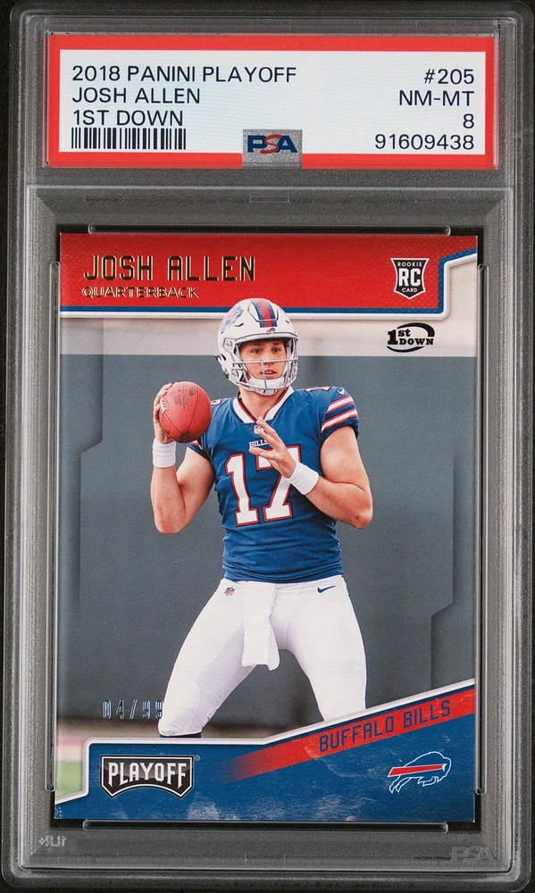 2018 Panini Playoff 205 Josh Allen 1st Down PSA 8