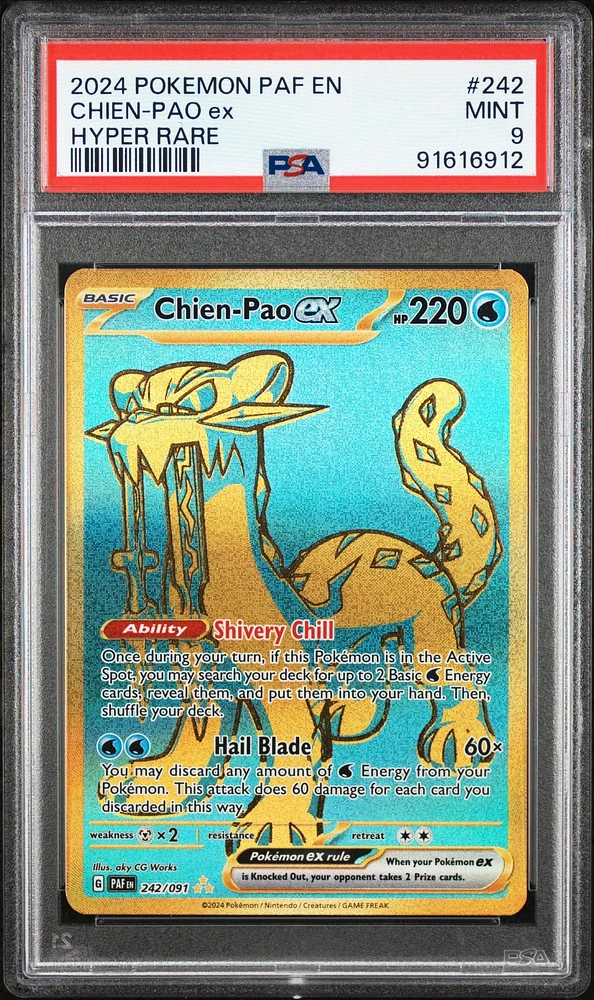 2024 Pokemon Paf En-paldean Fates 242 Chien PSA 9