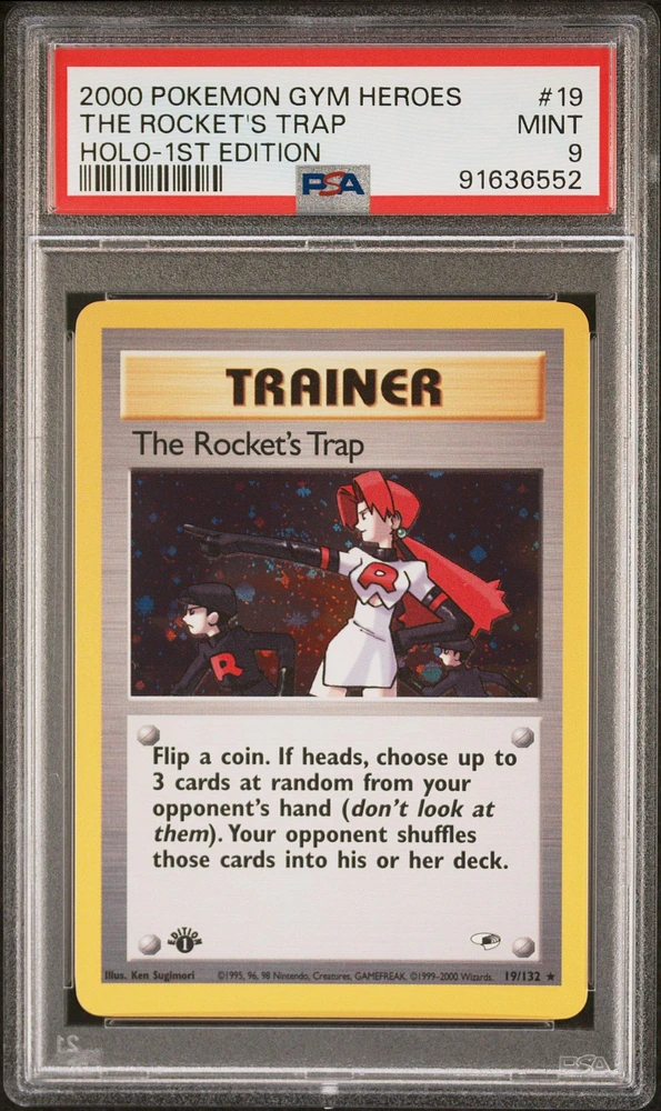 2000 Pokemon Gym Heroes 19 The Rocket's Trap PSA 9
