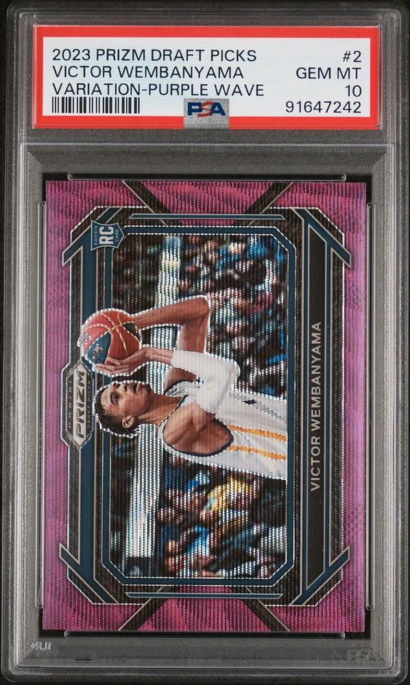 2023 Panini Prizm Draft Picks 2 Victor Wembanyama Variation-purple Wave PSA 10