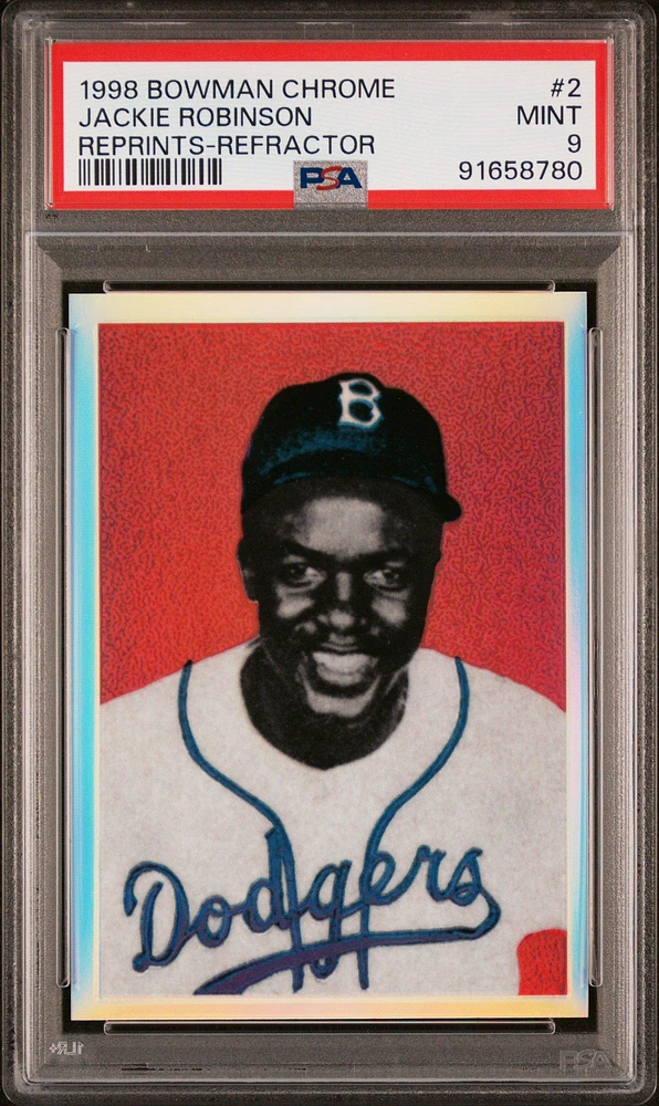 1998 Bowman Chrome Reprints 2 Jackie Robinson Refractor PSA 9