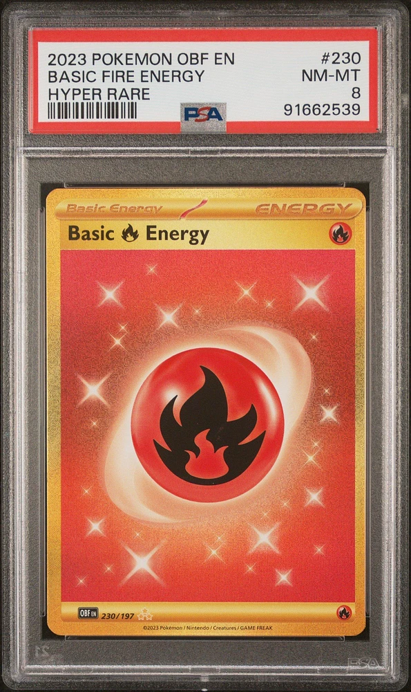 2023 Pokemon Obf En-obsidian Flames 230 Basic Fire Energy PSA 8