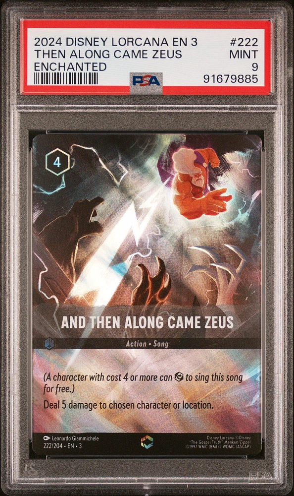 2024 Disney Lorcana En 3-into The Inklands 222 Then Along Came Zeus PSA 9