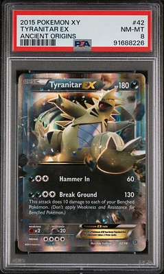 2015 Pokemon Xy Ancient Origins 42 Tyranitar Ex PSA 8