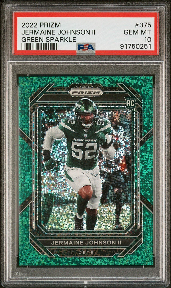 2022 Panini Prizm 375 Jermaine Johnson Ii Green Sparkle PSA 10